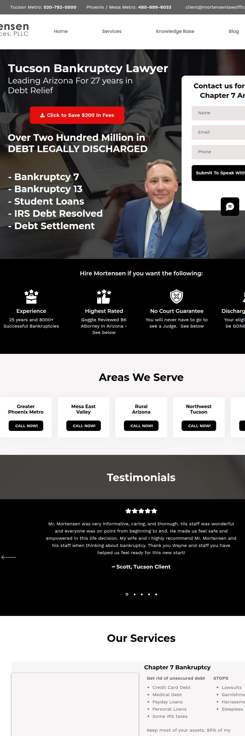 Screenshot of the Mortensen Law Offices, PLLC website