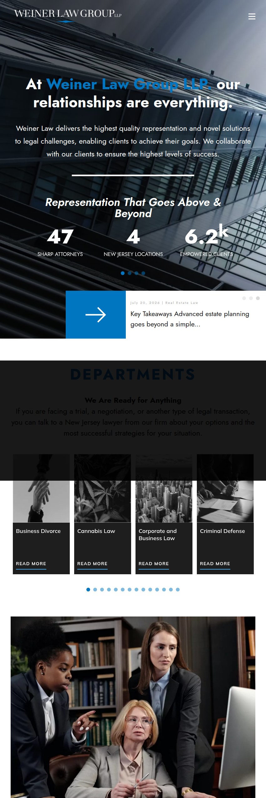 Screenshot of the Weiner Law Group LLP website