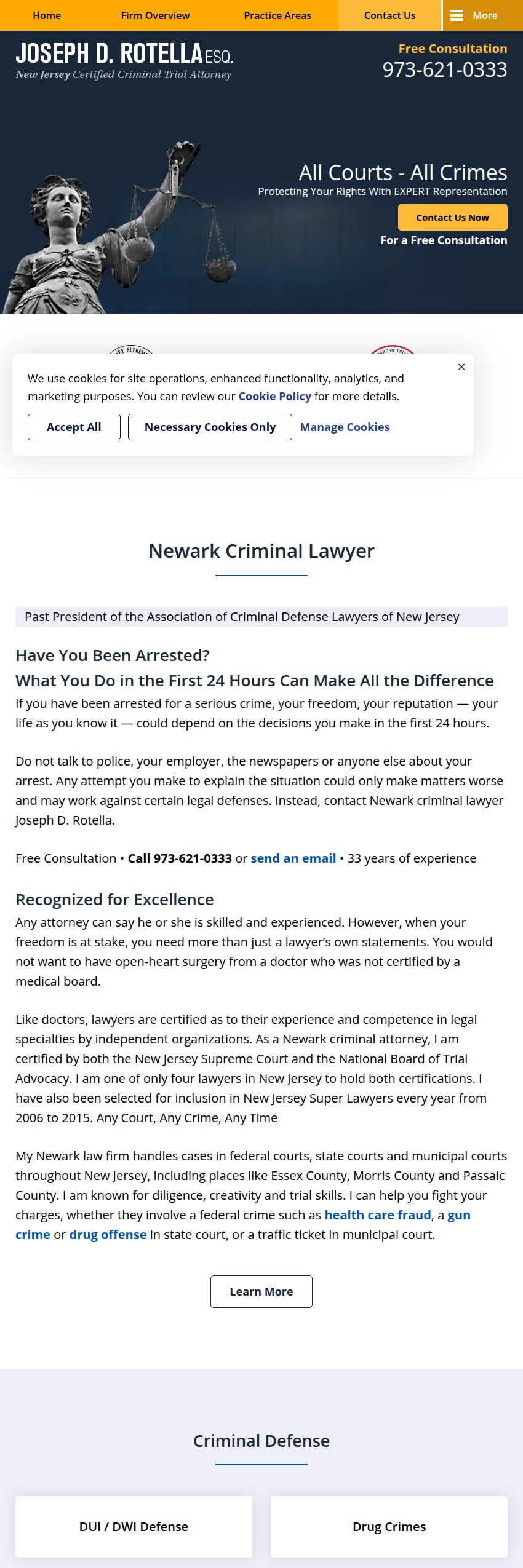 Screenshot of the Joseph D. Rotella, Esq. website