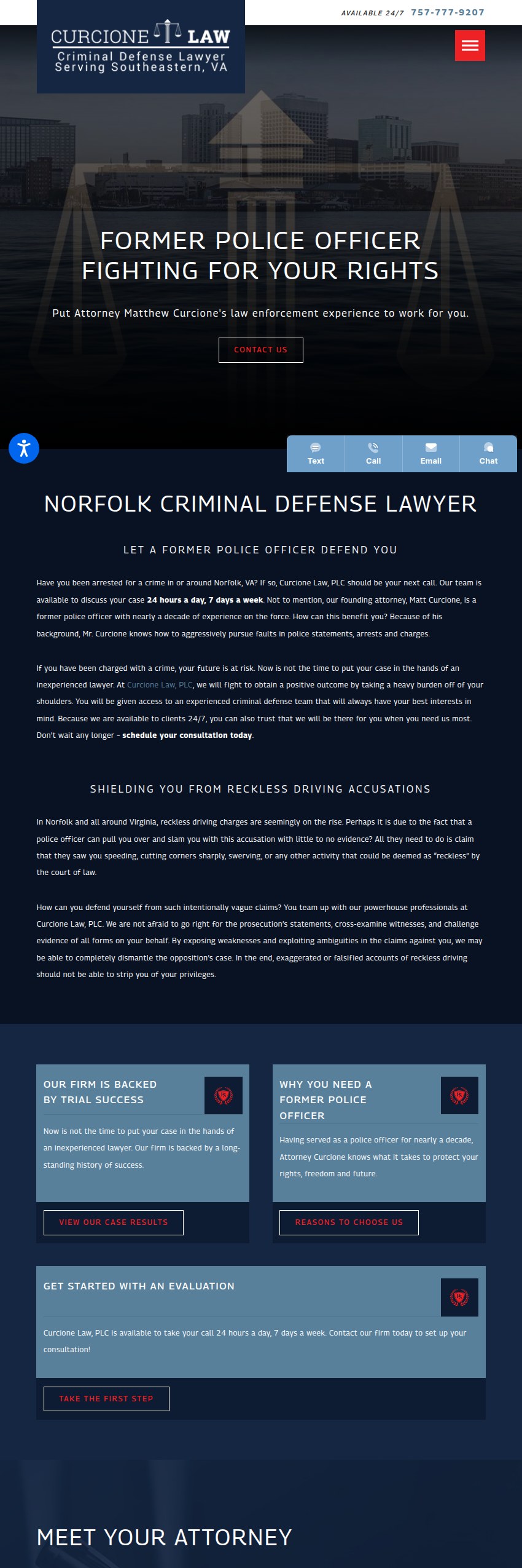 Screenshot of the Curcione Law, PLC website