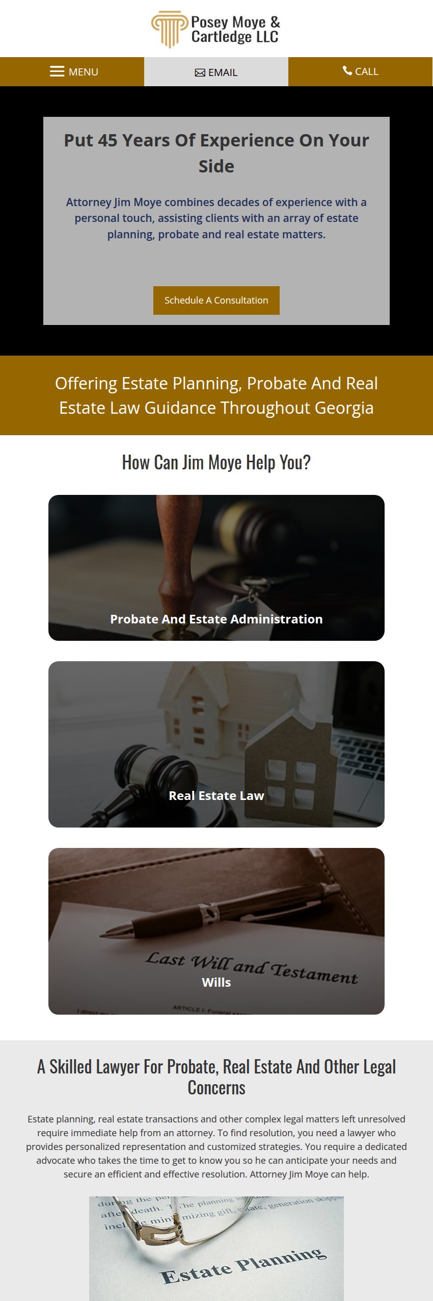 Screenshot of the Posey, Moye & Cartledge, LLC website