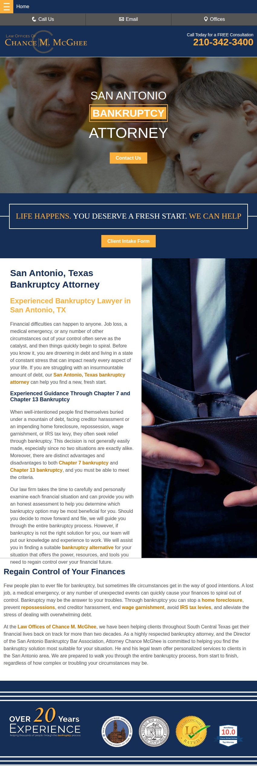 Screenshot of the Law Offices of Chance M. McGhee website