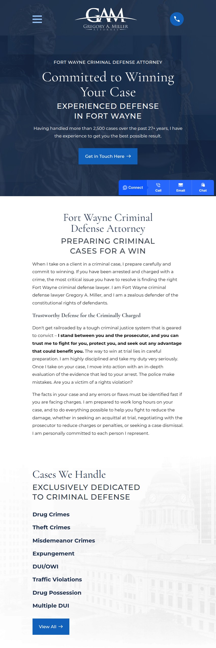 Screenshot of the Gregory A. Miller website