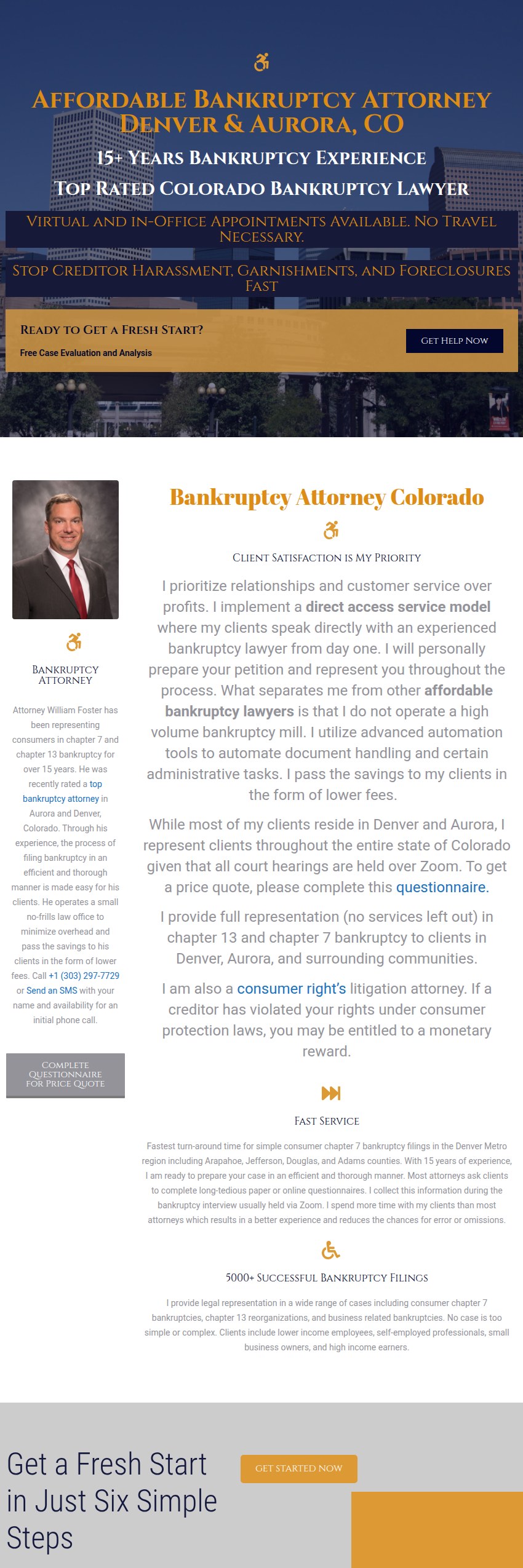 Screenshot of the Consumer Law Pro website