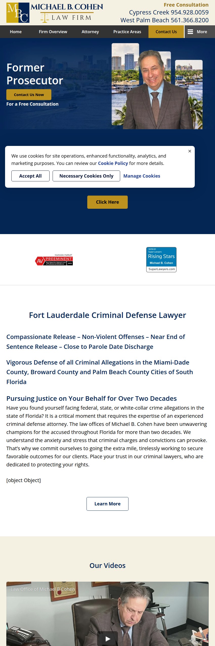 Screenshot of the Michael B. Cohen, P.A. website