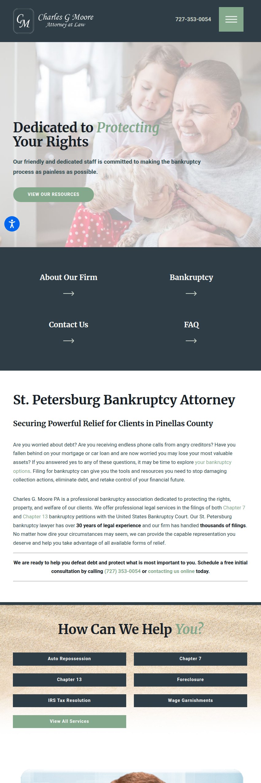 Screenshot of the Charles G. Moore PA website