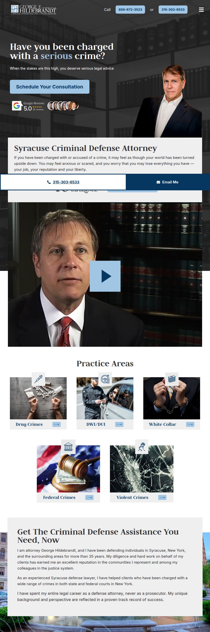 Screenshot of the George F. Hildebrandt, Attorney at Law website