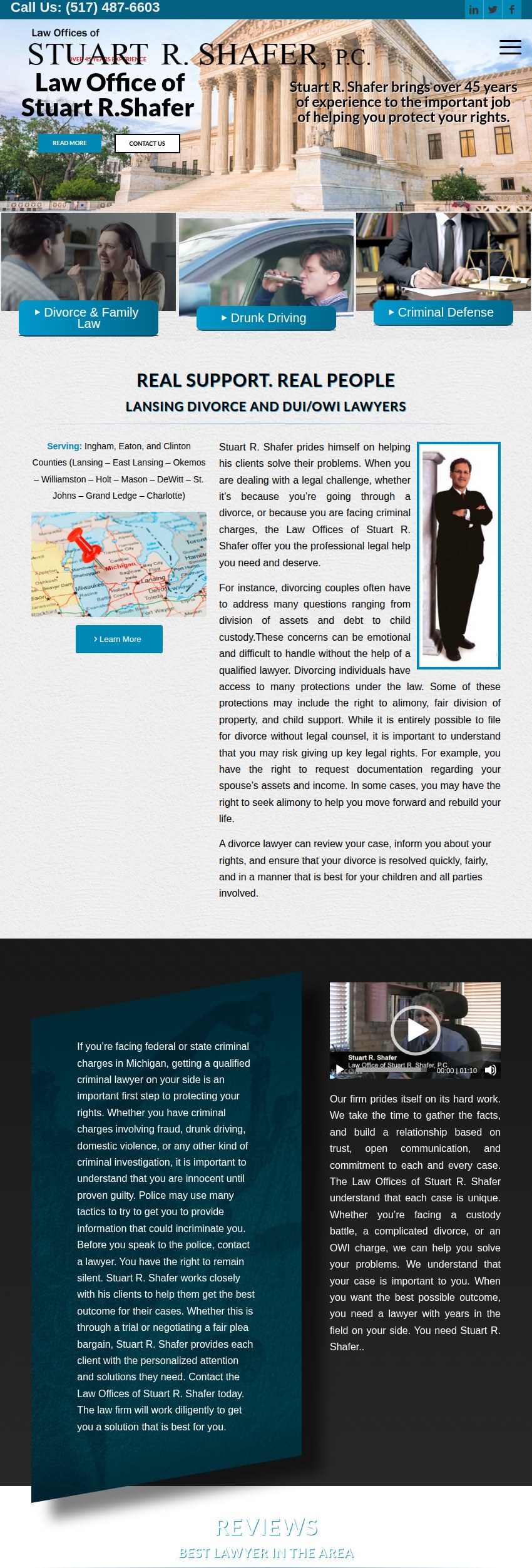 Screenshot of the Stuart R. Shafer, P.C. website