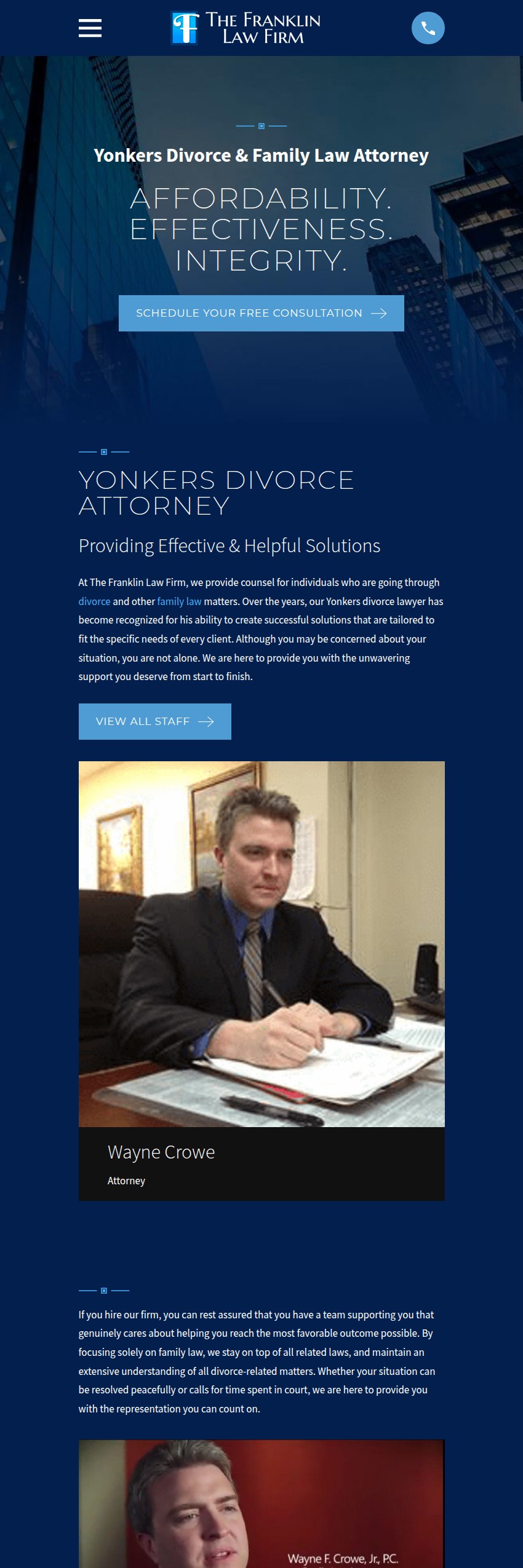 Screenshot of the The Franklin Law Firm website