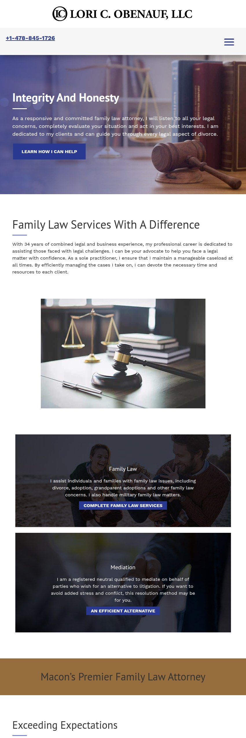 Screenshot of the Lori C. Obenauf, LLC website