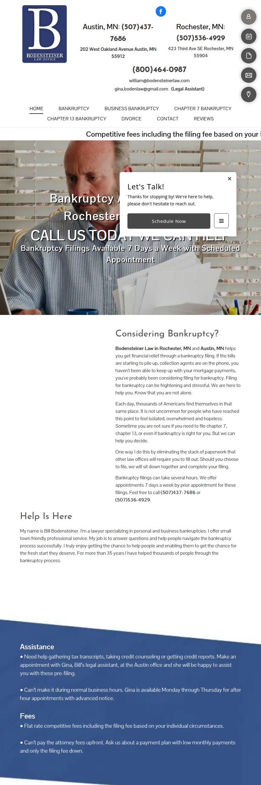 Screenshot of the Bodensteiner Law website