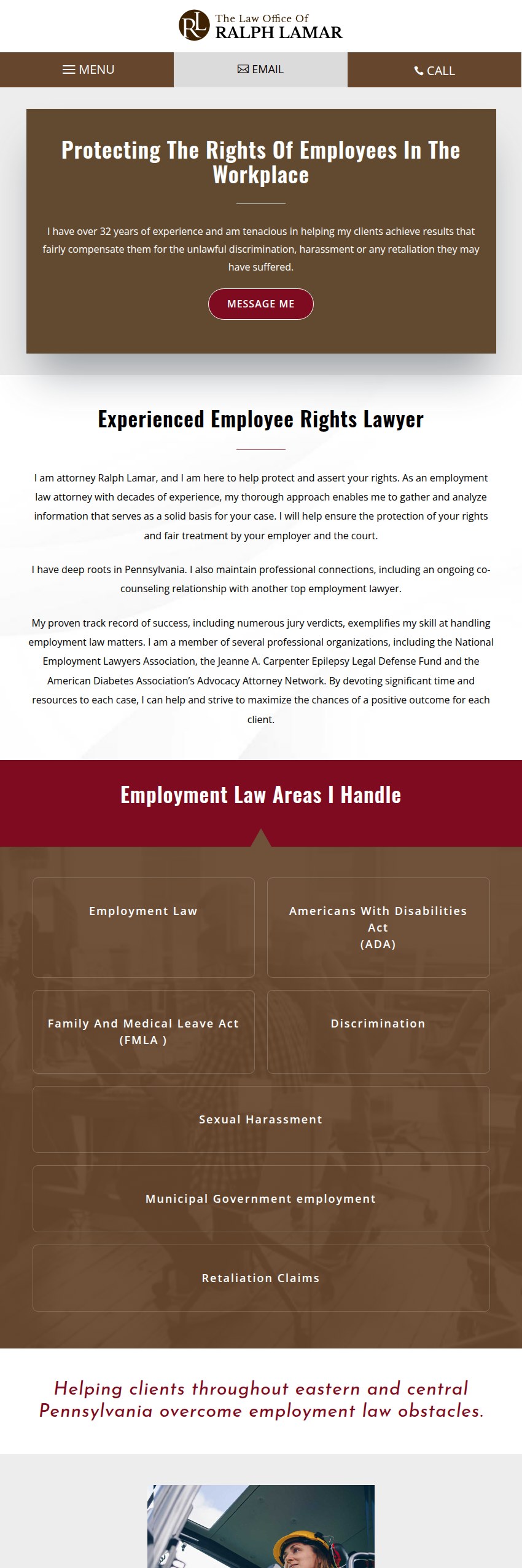 Screenshot of the The Law Office of Ralph Lamar website