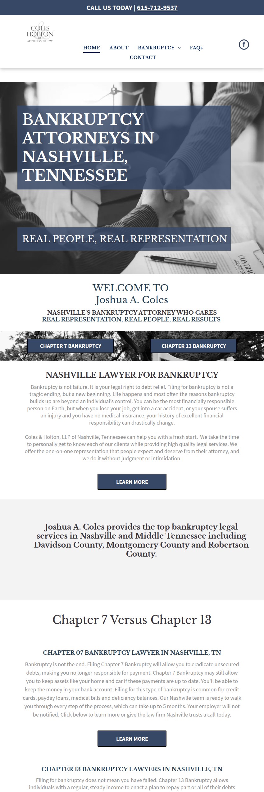 Screenshot of the Coles & Holton, LLP website