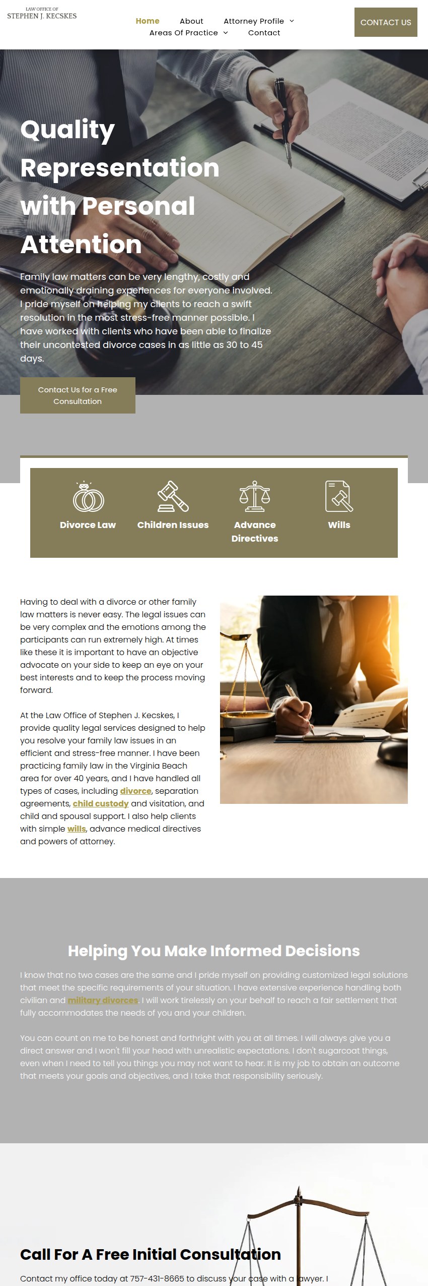 Screenshot of the Law Office of Stephen J. Kecskes website