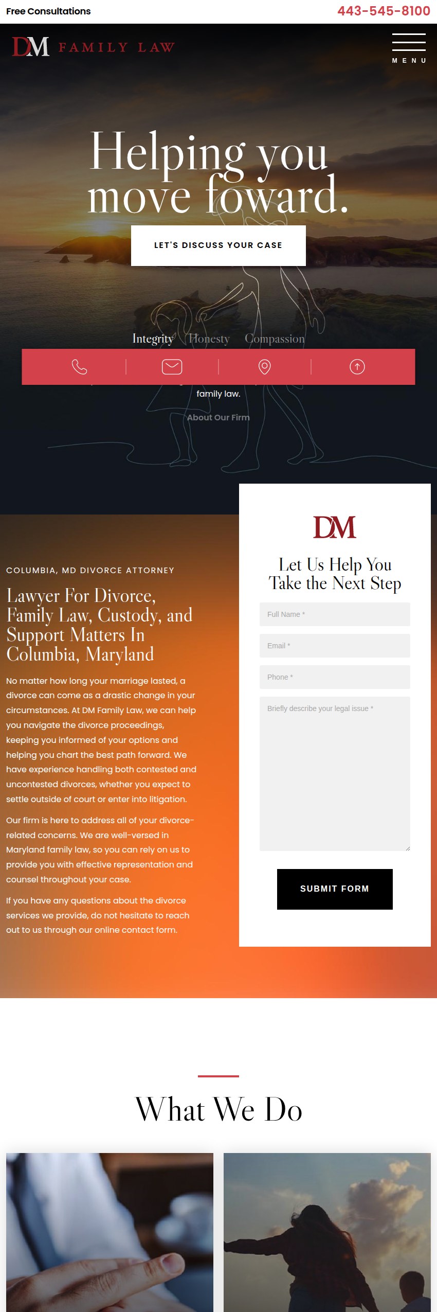 Screenshot of the DM Family Law website