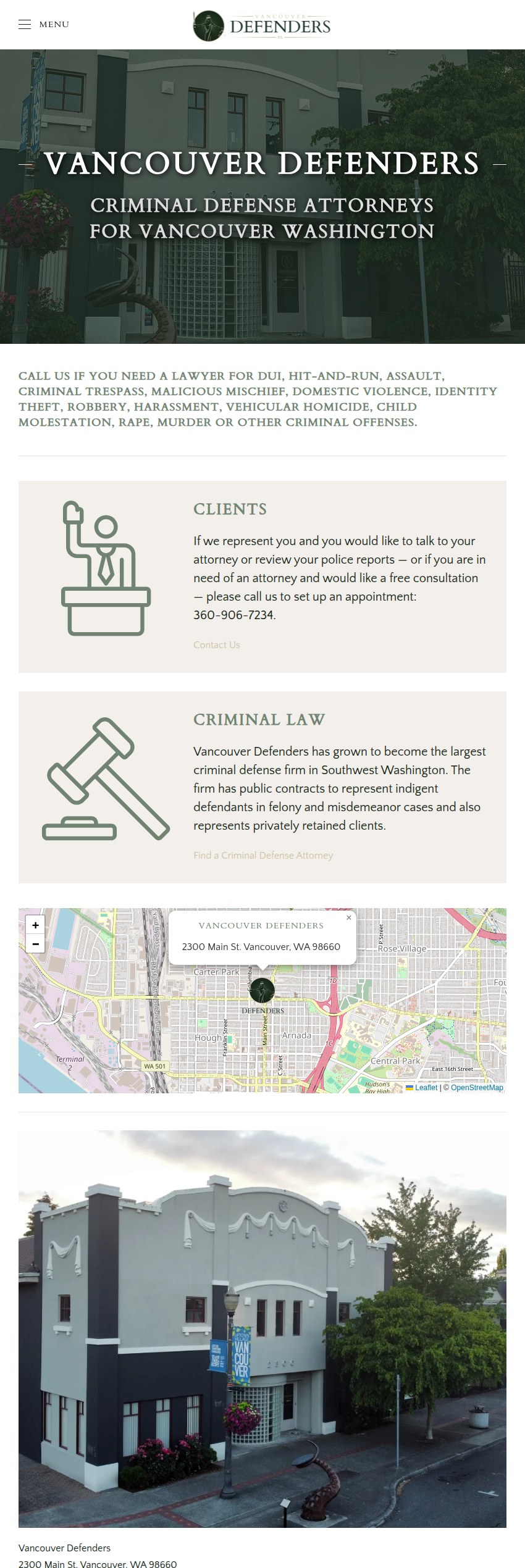 Screenshot of the Vancouver Defenders website