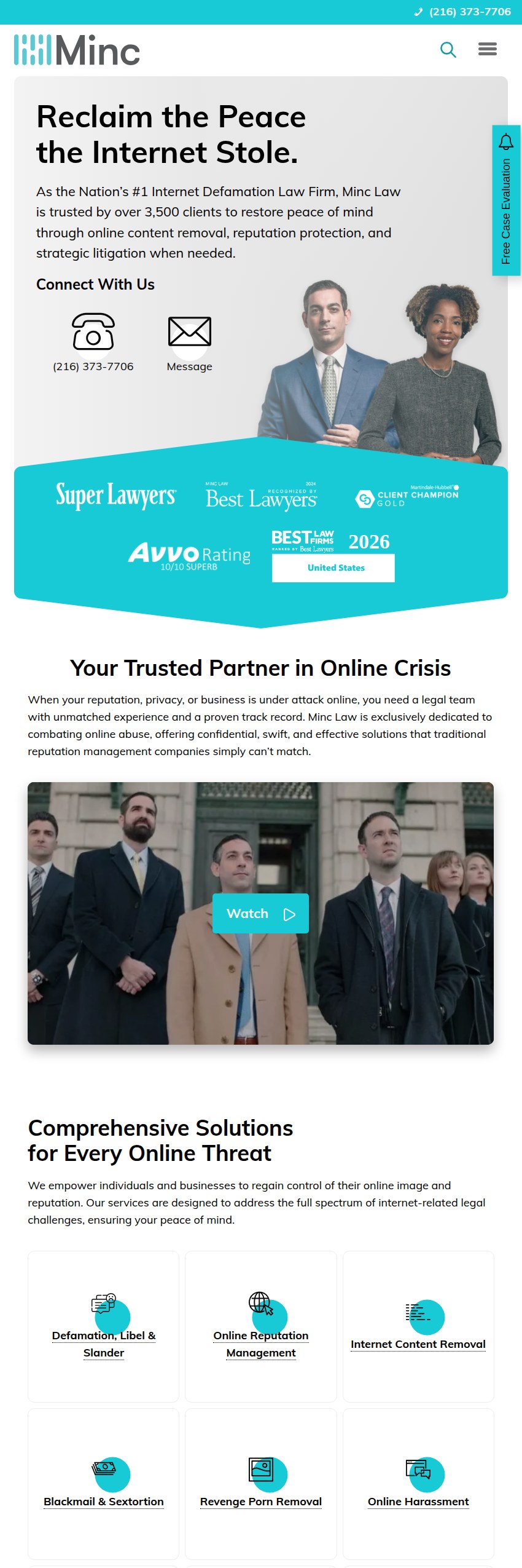 Screenshot of the Minc Law website