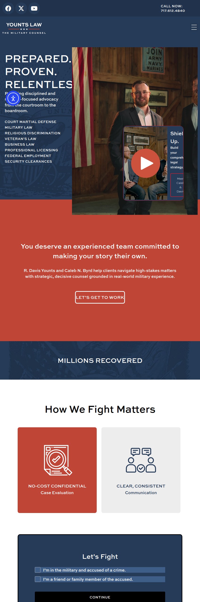 Screenshot of the Younts Law website