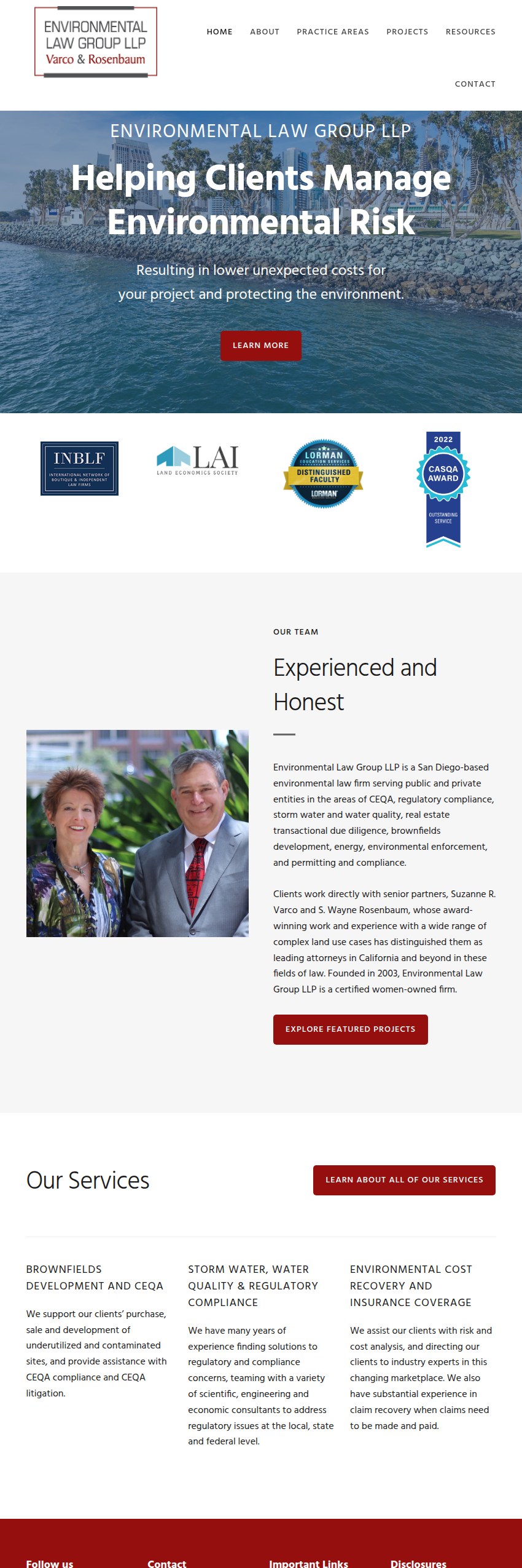Screenshot of the Environmental Law Group LLP website