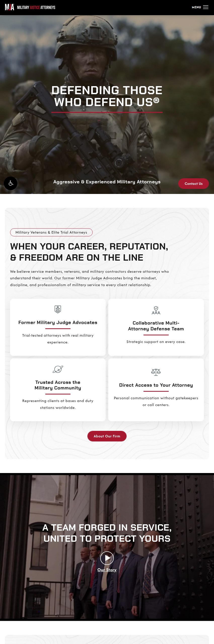 Screenshot of the Military Justice Attorneys, LLC website