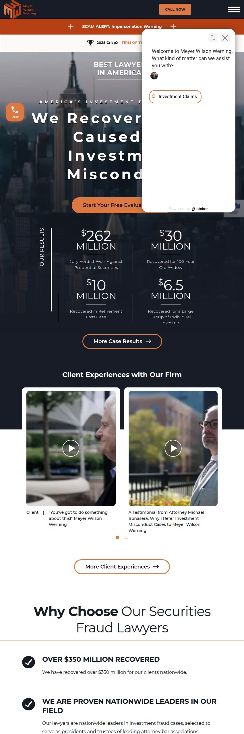 Screenshot of the Meyer Wilson Werning website