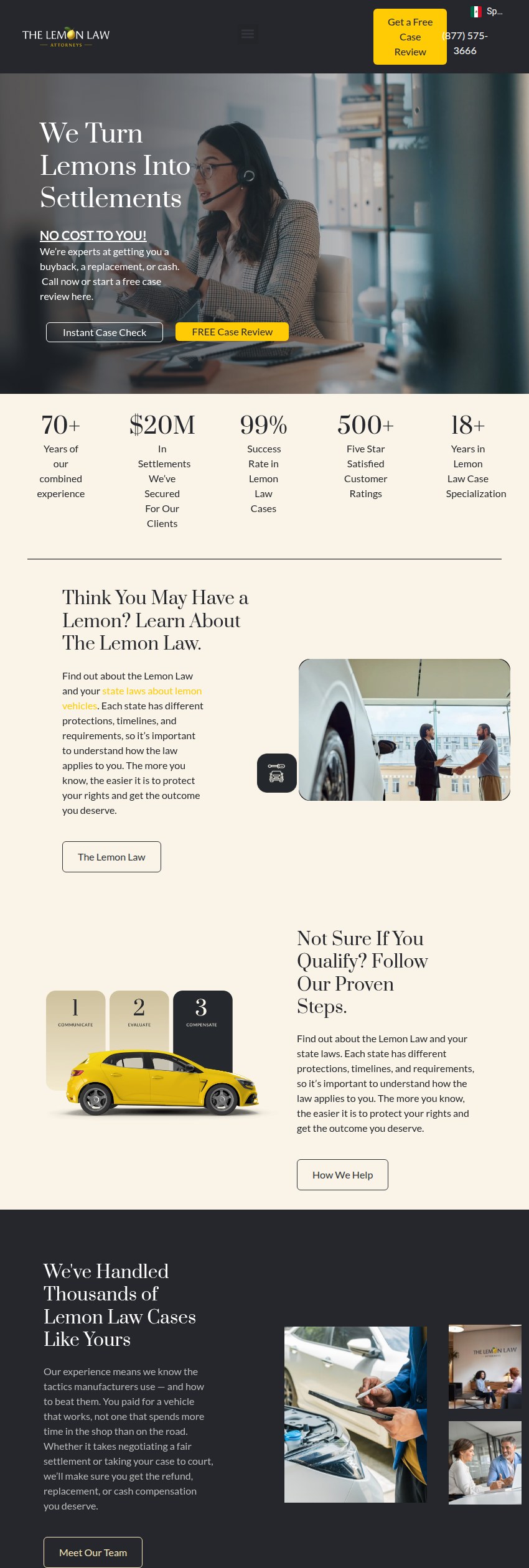 Screenshot of the The Lemon Law Attorneys website