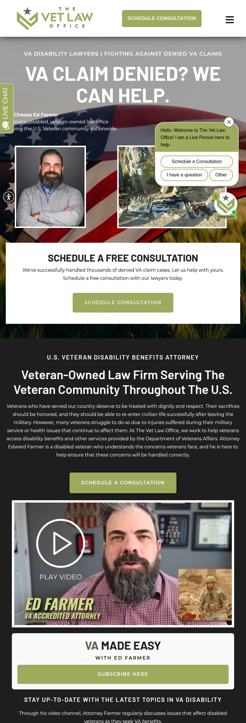 Screenshot of the The Law Offices of Edward M. Farmer, LLC website