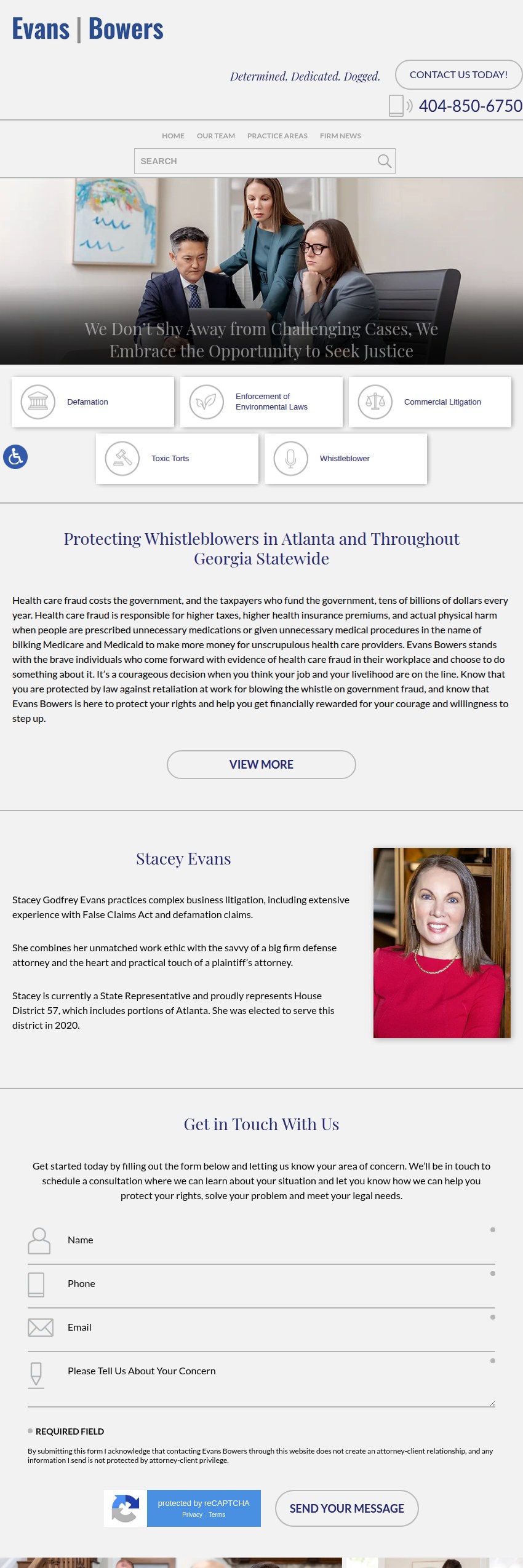 Screenshot of the Evans Bowers website