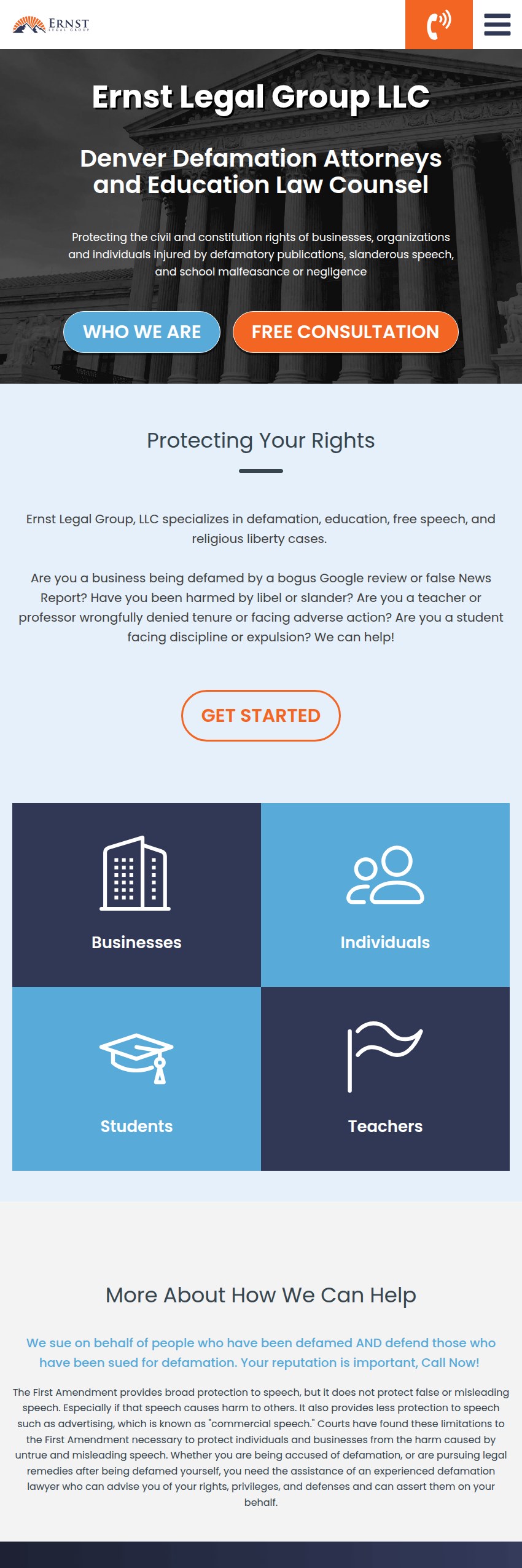 Screenshot of the Ernst Legal Group, LLC website