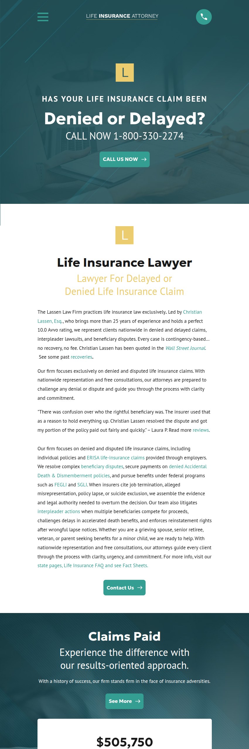 Screenshot of the The Lassen Law Firm website