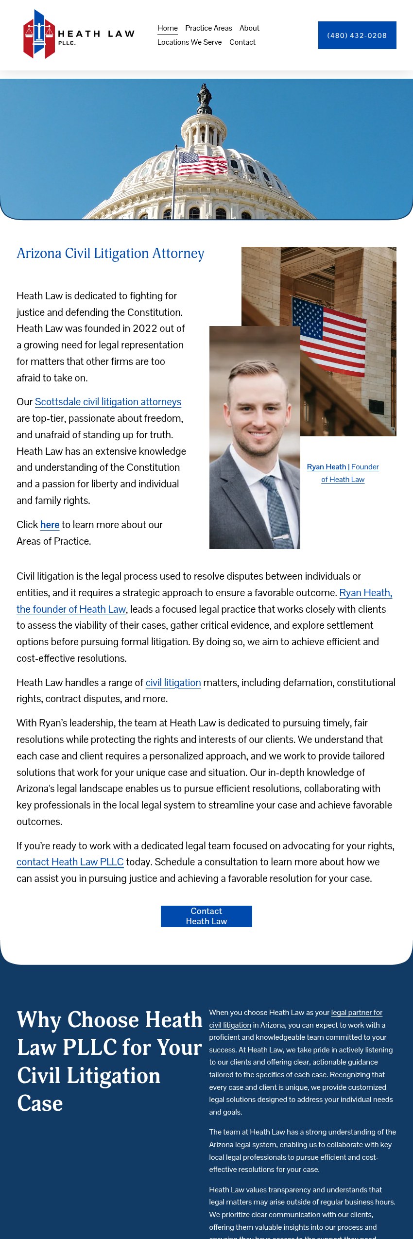 Screenshot of the Heath Law, PLLC website