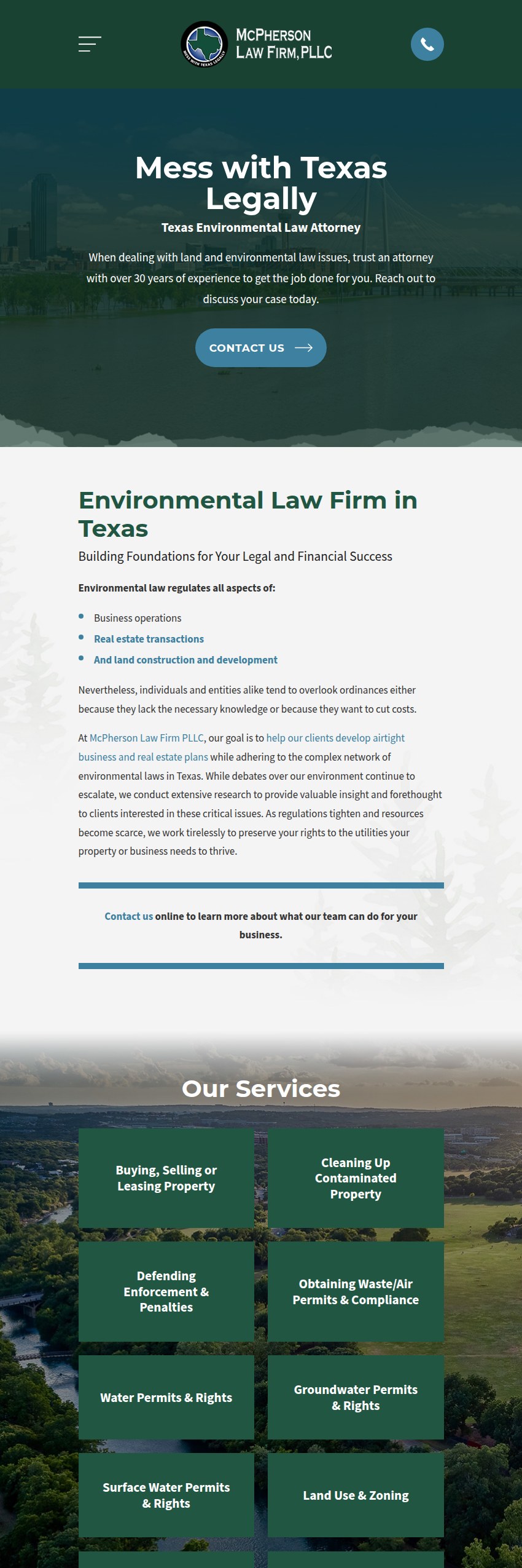 Screenshot of the McPherson Law Firm PLLC website