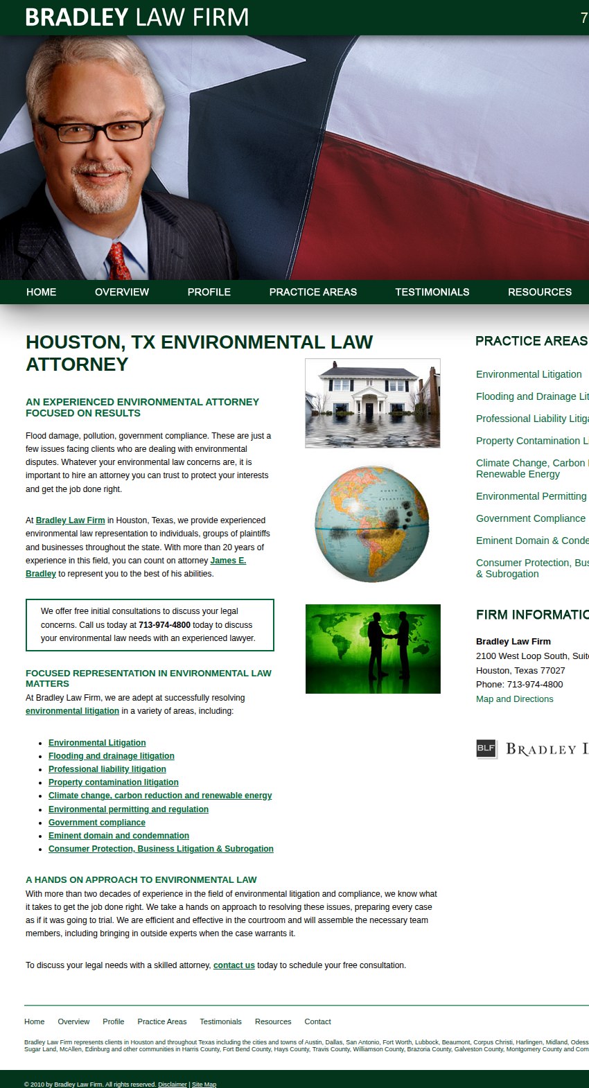 Screenshot of the Bradley Law Firm website