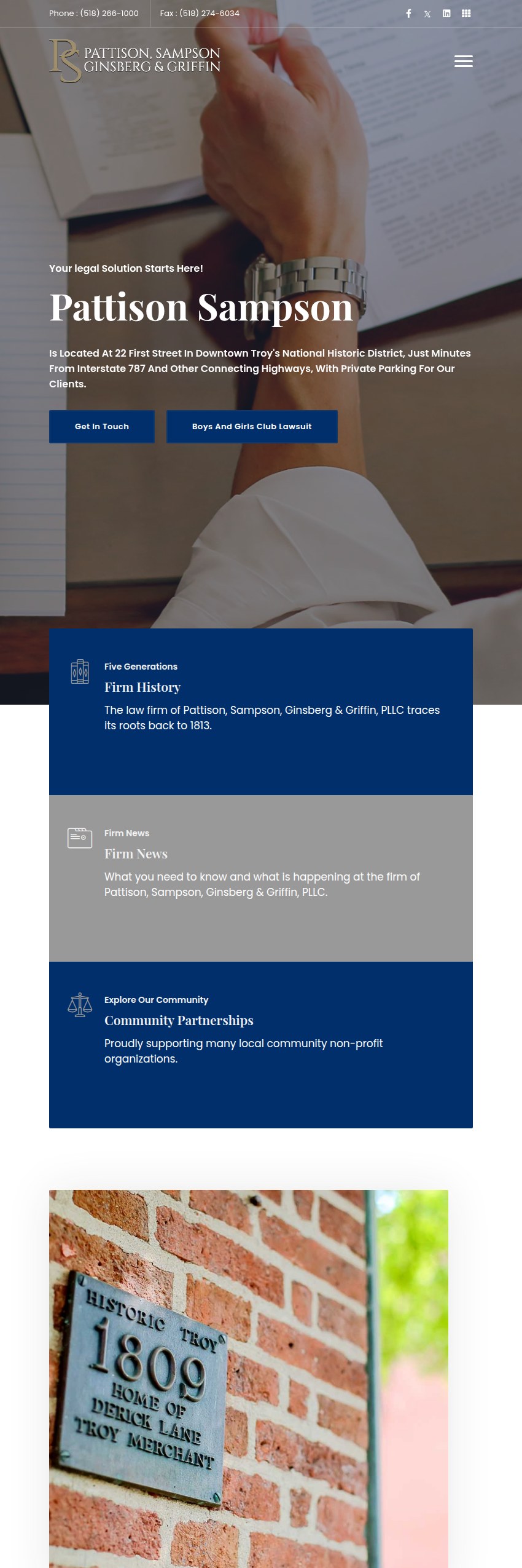 Screenshot of the Pattison, Sampson, Ginsberg & Griffin, PLLC website