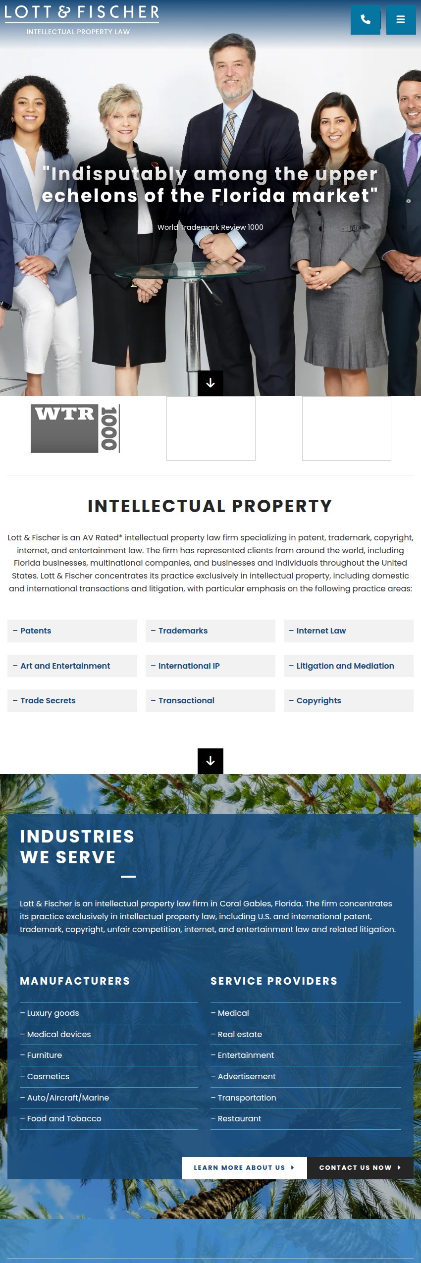 Screenshot of the Lott & Fischer, PL website