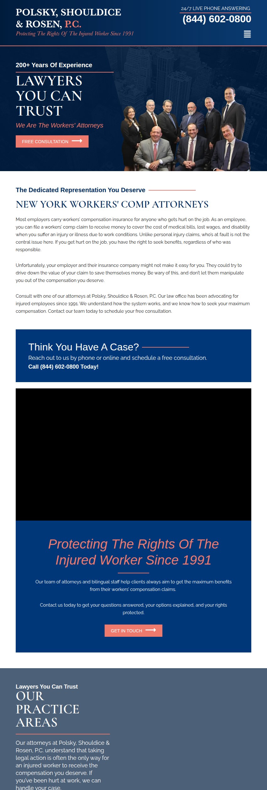 Screenshot of the Polsky, Shouldice & Rosen, P.C. website