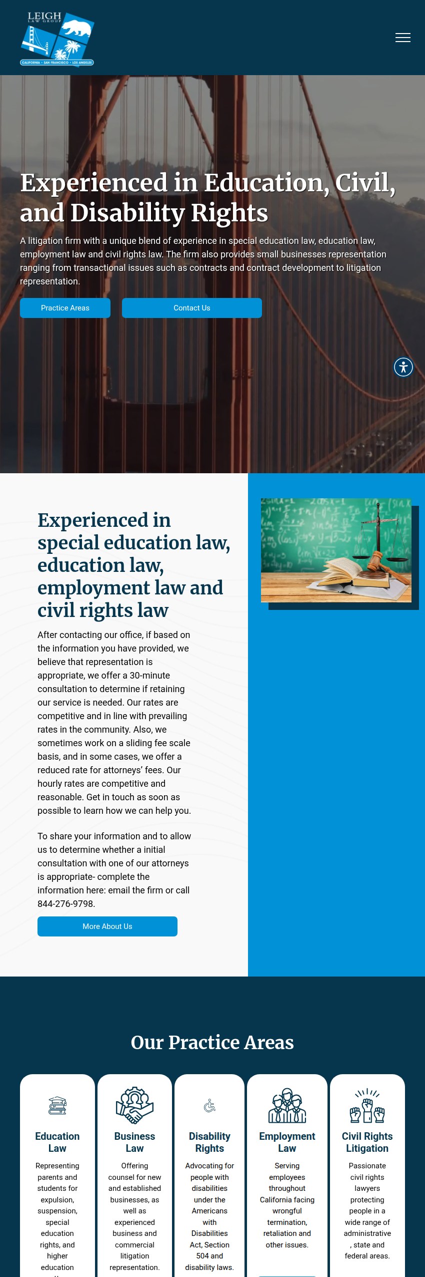 Screenshot of the Leigh Law Group website