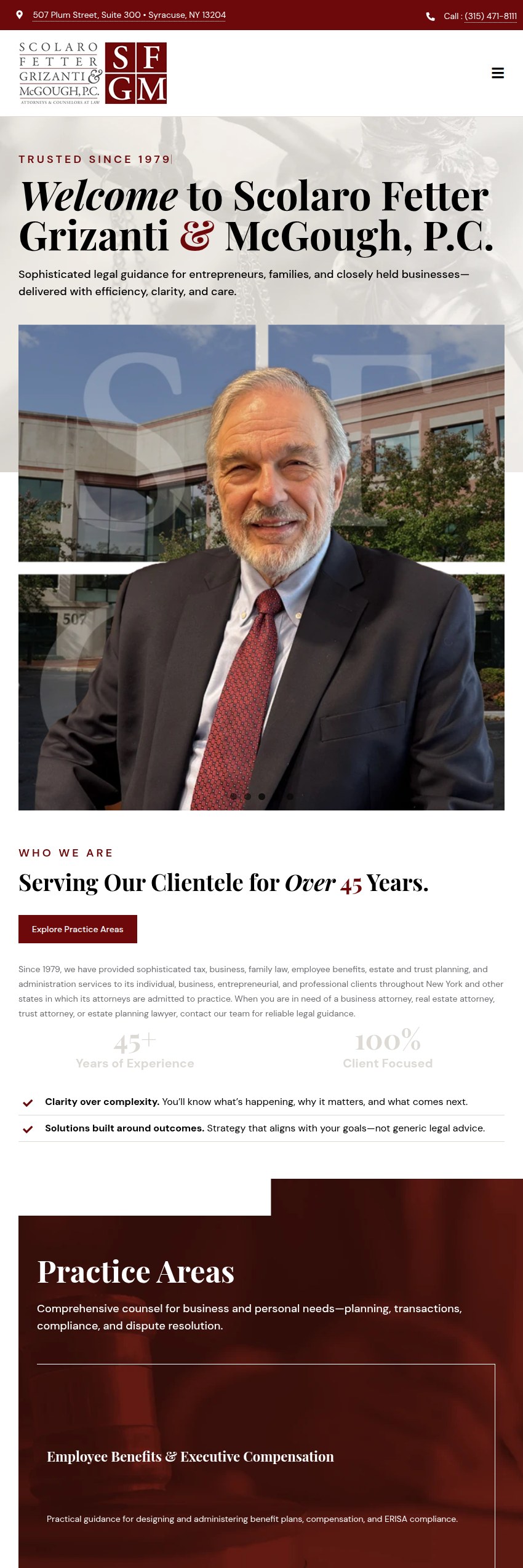 Screenshot of the Scolaro Fetter Grizanti & McGough, P.C. website