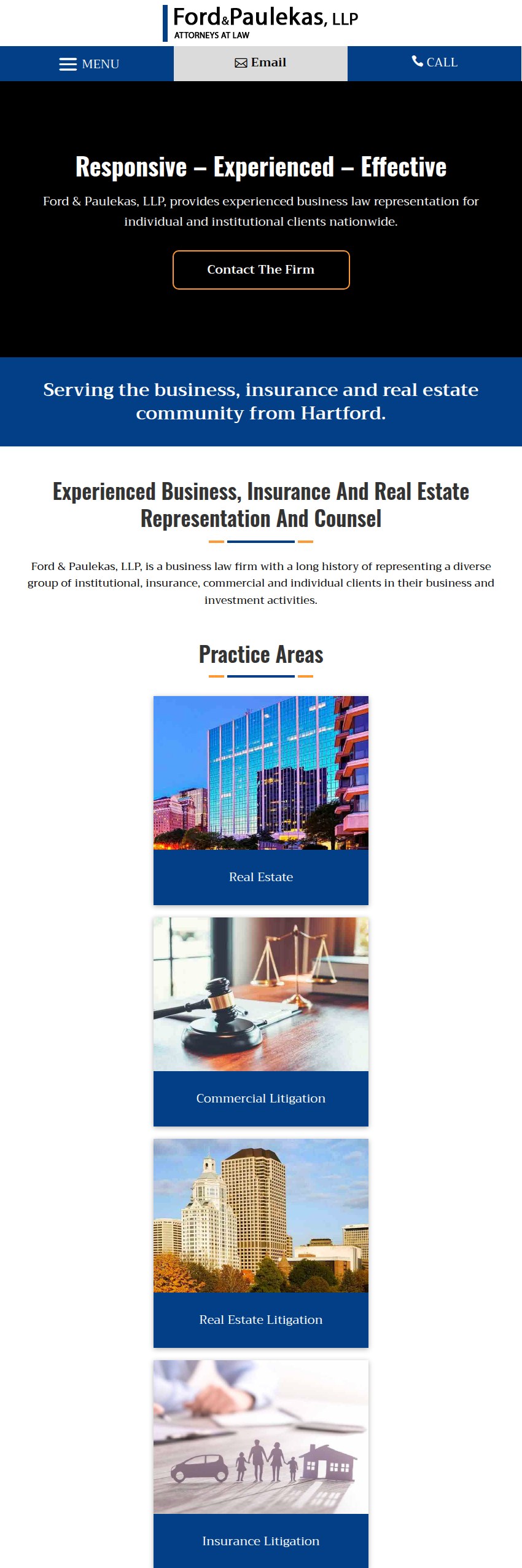 Screenshot of the Ford & Paulekas, LLP website