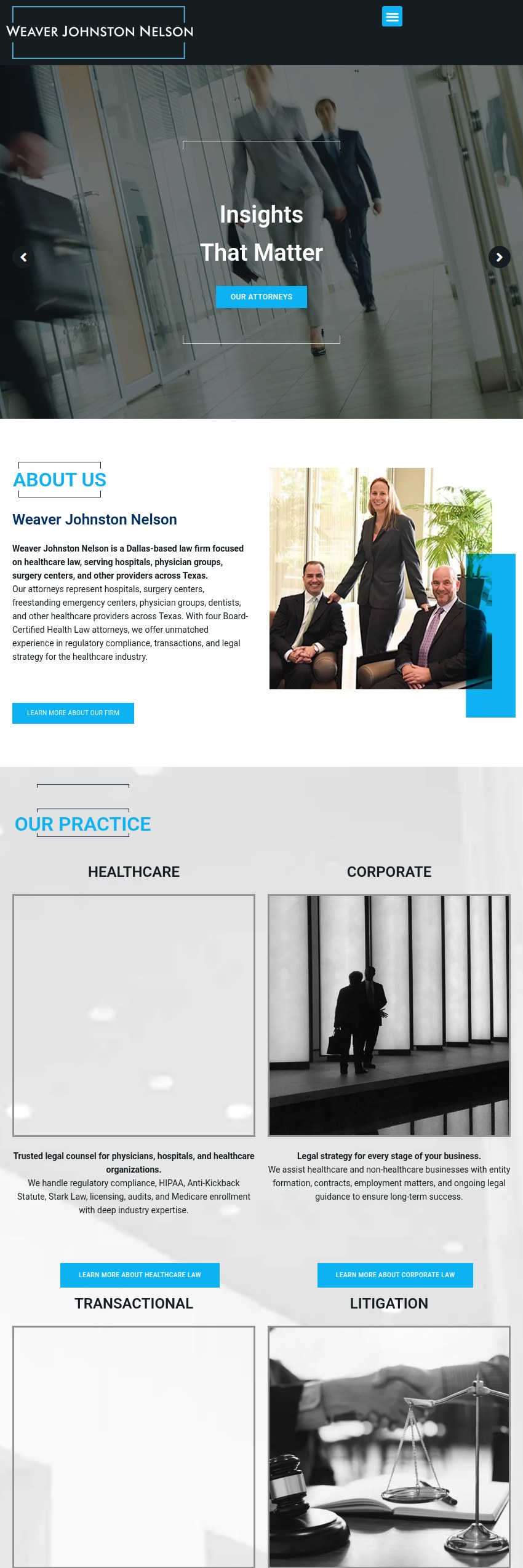 Screenshot of the Weaver Johnston & Nelson, PLLC website