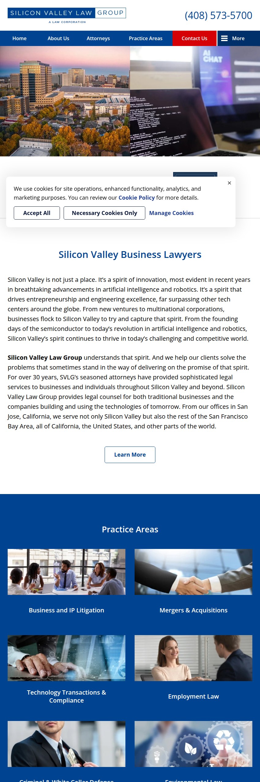 Screenshot of the Silicon Valley Law Group website