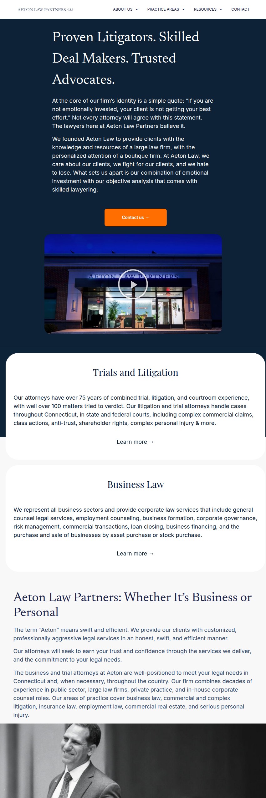 Screenshot of the Aeton Law Partners website