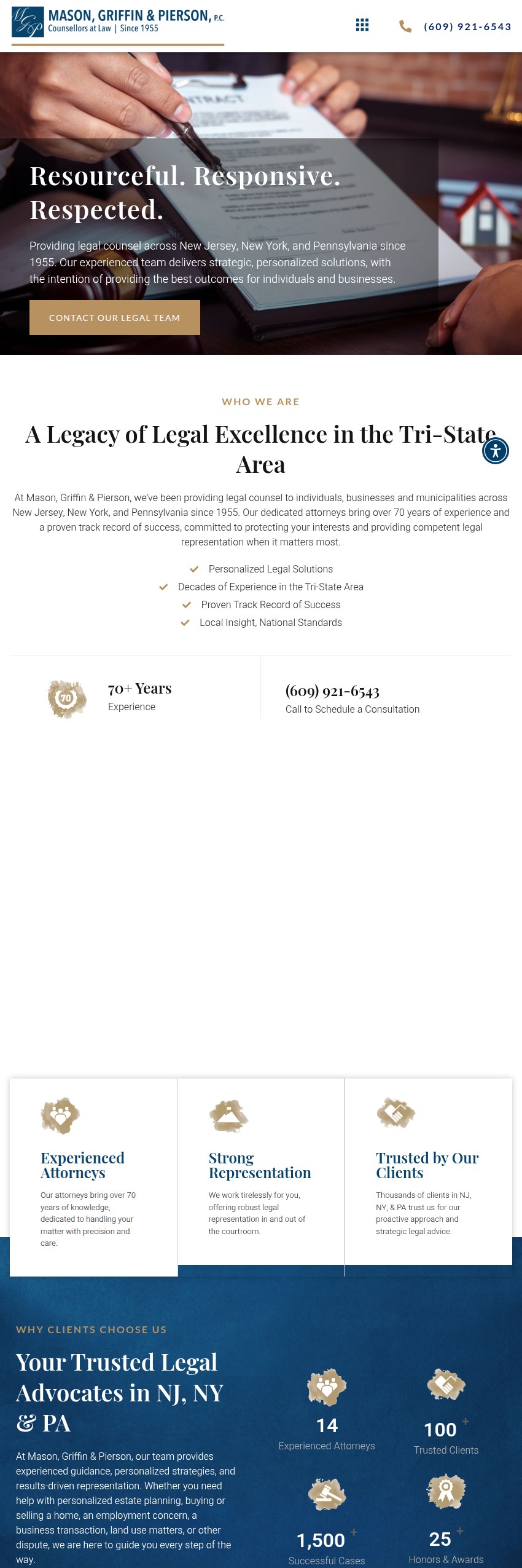 Screenshot of the Mason, Griffin & Pierson, P.C. website