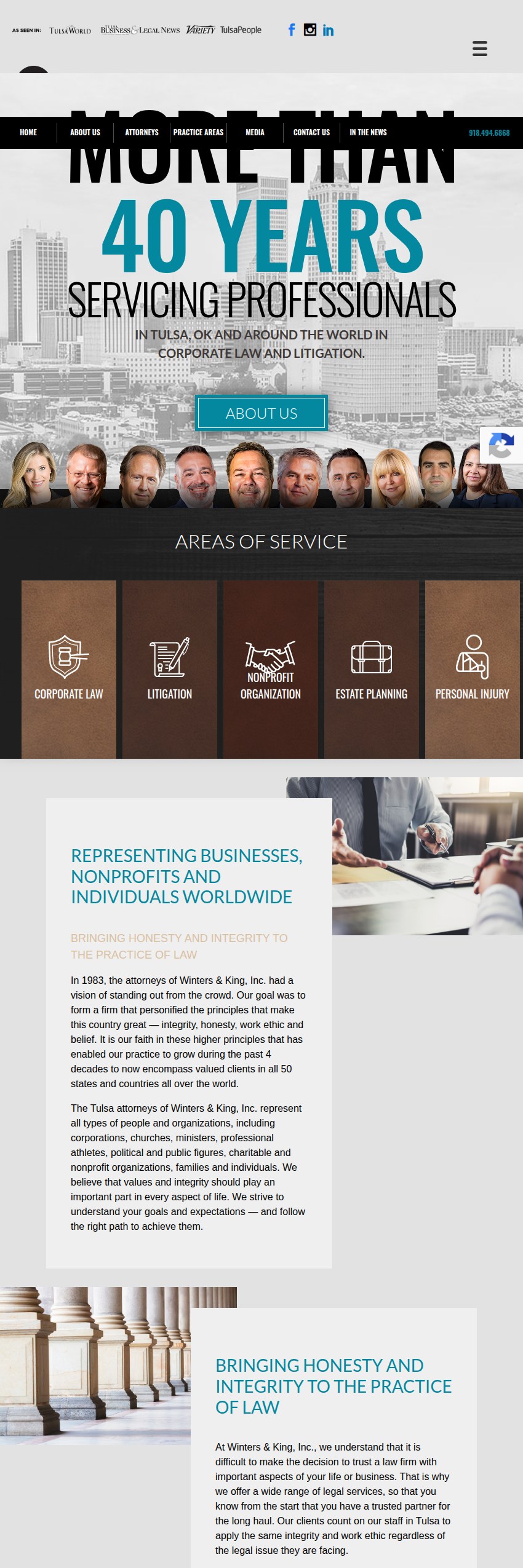 Screenshot of the Winters & King, Inc. website