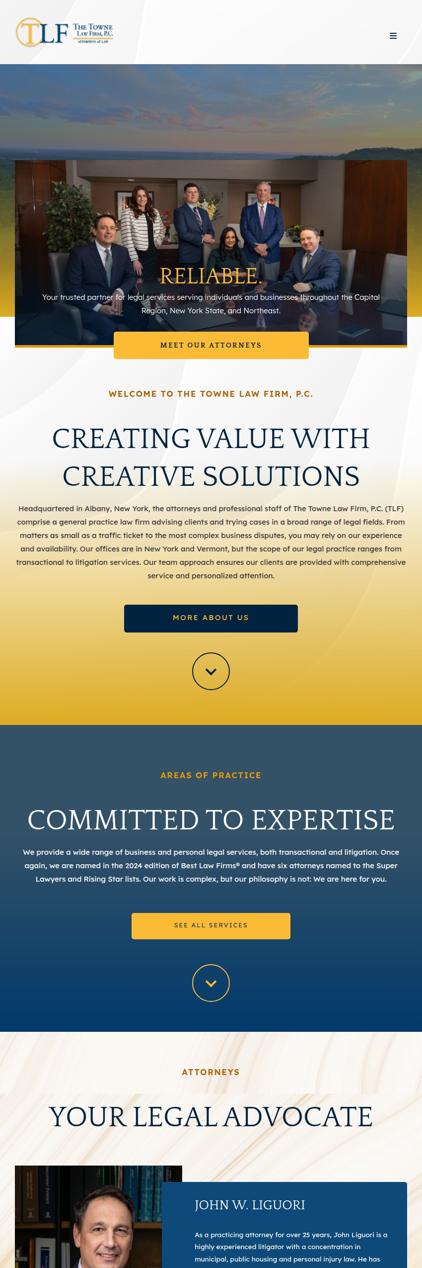 Screenshot of the The Towne Law Firm, P.C. website