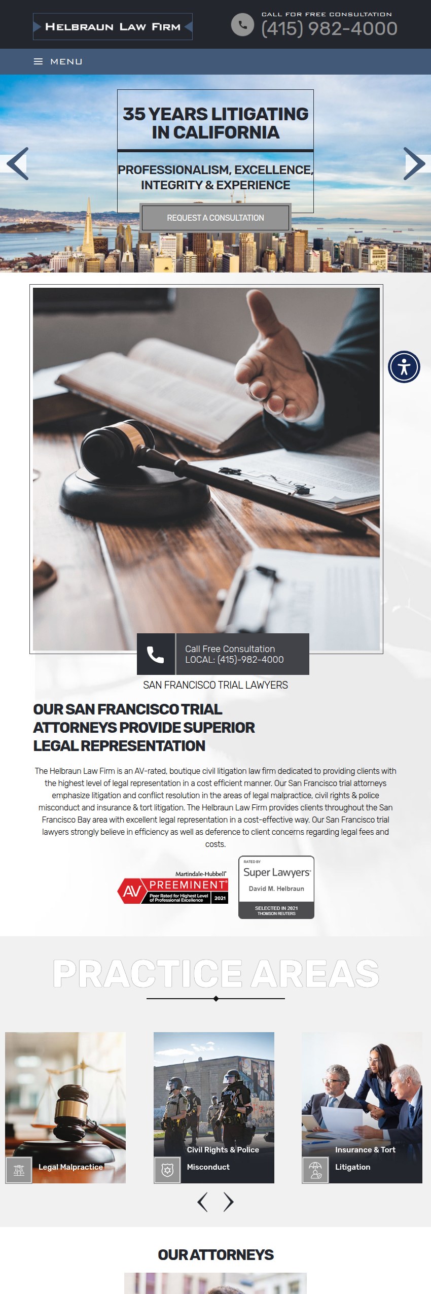 Screenshot of the Helbraun Law Firm website