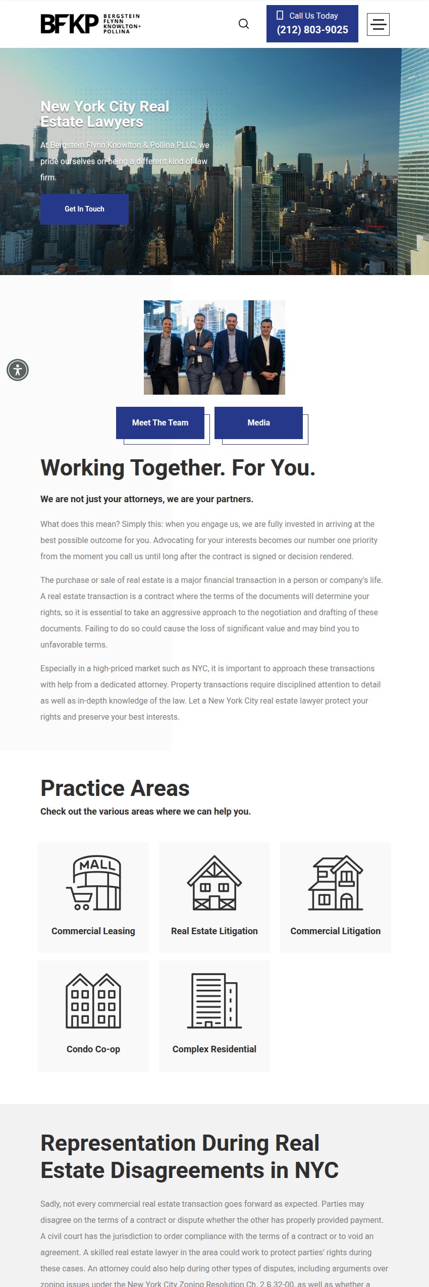 Screenshot of the Bergstein Flynn Knowlton & Pollina PLLC website