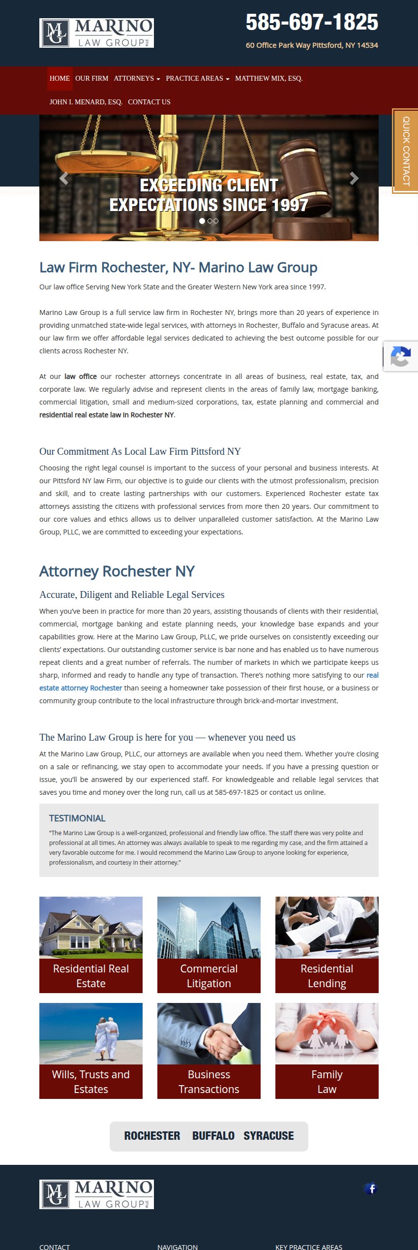 Screenshot of the Marino Law Group, PLLC website