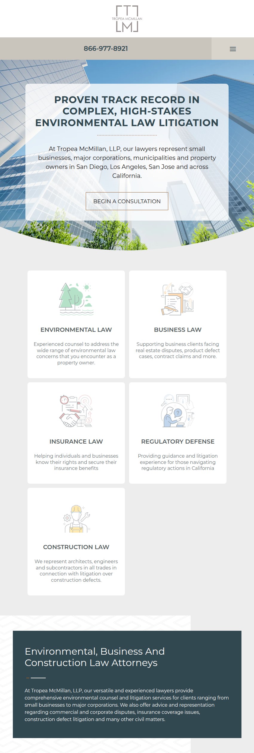 Screenshot of the Tropea McMillan, LLP website