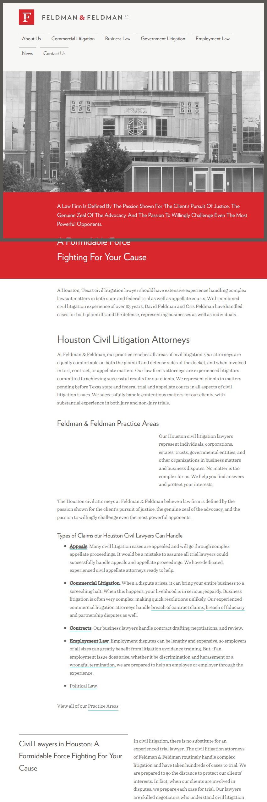 Screenshot of the Feldman & Feldman, PC website